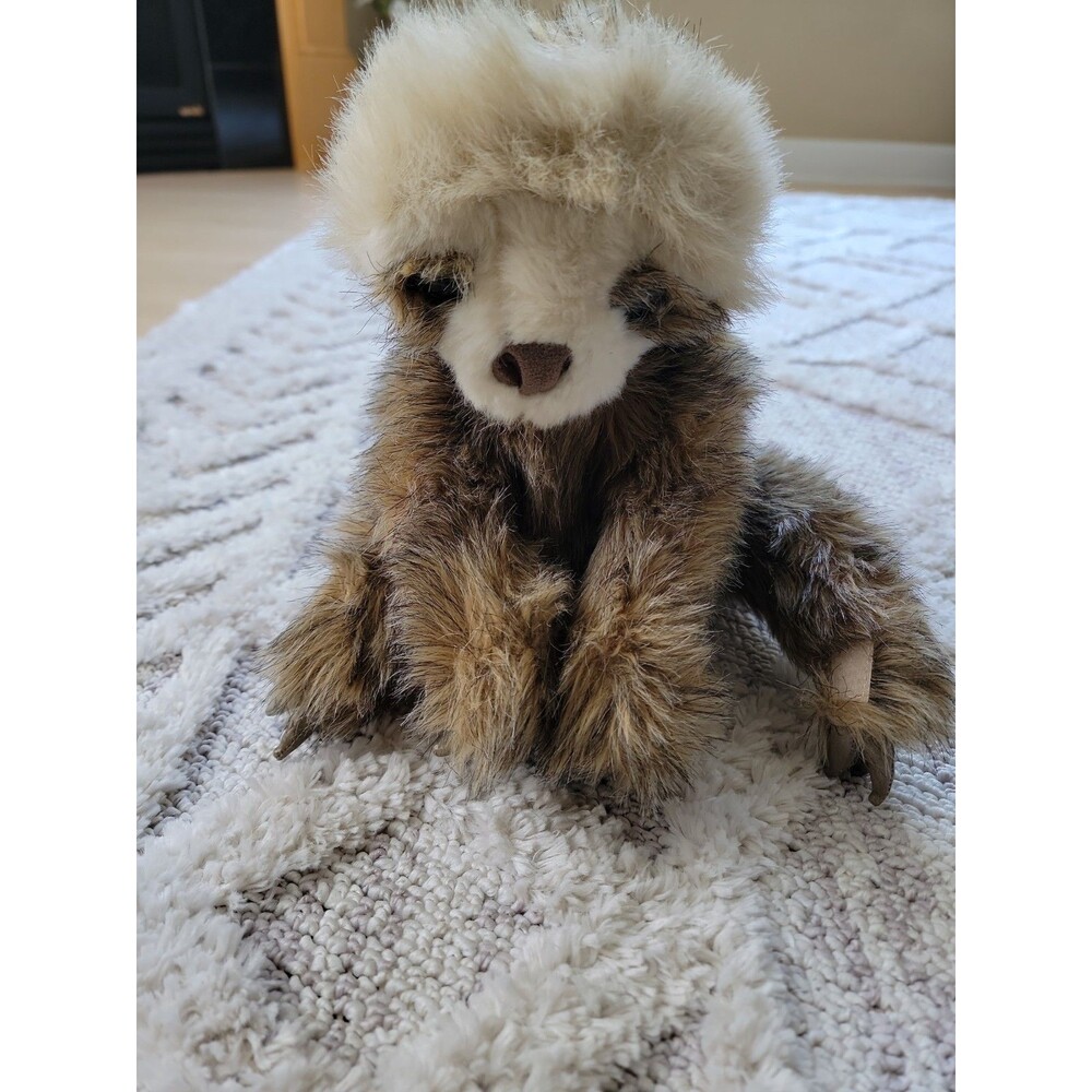 Folkmanis Baby Sloth Puppet Plush Full Body Gray Brown Stuffed Toy 10"